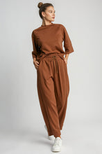 Load image into Gallery viewer, Drawstring Wide Leg Pants with Pockets in Rust
