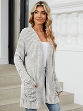 Load image into Gallery viewer, Pocketed Open Front Long Sleeve Cardigan (multiple color options)
