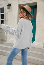 Load image into Gallery viewer, Ribbed Round Neck Fringe Detail Sweater (multiple color options)
