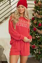 Load image into Gallery viewer, MERRY Round Neck Long Sleeve Top and Shorts Lounge Set (multiple color options)
