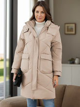 Load image into Gallery viewer, Long Sleeve Longline Hooded Winter Coat with Pockets (multiple color options)
