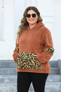 Leopard Kangaroo Pocket Long Sleeve Hoodie