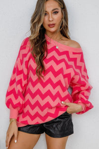 Chevron Lantern Sleeve Tunic Sweater (multiple color options)