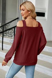 Cold Shoulder Square Neck Cutout Blouse (multiple color options)