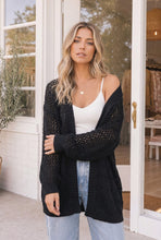 Load image into Gallery viewer, Hole in One Black Openwork Knit Cardigan
