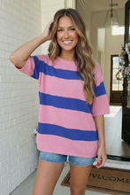 Load image into Gallery viewer, Skip the Line Pink and Blue Oversized Sweater Top
