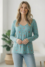 Load image into Gallery viewer, Mint To Be Floral Twist Top
