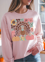 Load image into Gallery viewer, Floral Turkey Graphic Tee &amp; Sweatshirt (multiple color options)
