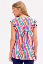 Load image into Gallery viewer, Dear Scarlett Lizzy Flutter Sleeve Top in Multi
