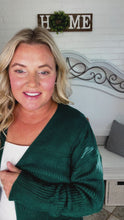 Load and play video in Gallery viewer, Striped Knit Open Cardigan in Hunter Green
