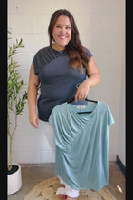 Load and play video in Gallery viewer, Charming in Asymmetrical Shirred Drop Shoulder Modal Top in Aqua
