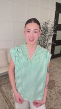 Load and play video in Gallery viewer, Like a Song Sleeveless V-Neck Blouse in Green
