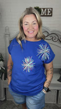 Load and play video in Gallery viewer, Light Me Up Sequin Firework Dolman Top in Blue
