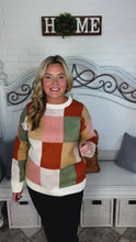 Load and play video in Gallery viewer, Ivory &amp; Rust Checker Jacquard Knit Sweater
