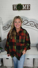 Load and play video in Gallery viewer, Rock&#39;n Plaid Button Down Oversized Shirt in Olive &amp; Rust
