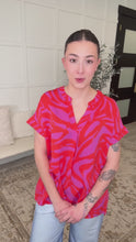 Load and play video in Gallery viewer, Know Me At All Abstract Split Neck Blouse
