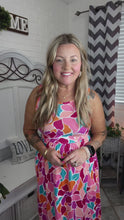 Load and play video in Gallery viewer, Hello Beautiful Fuchsia Abstract Floral Fit &amp; Flare Maxi Dress
