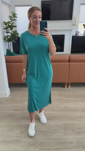 Load and play video in Gallery viewer, Keeping It Chill Drop Shoulder Maxi Dress in Teal
