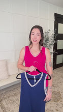 Load and play video in Gallery viewer, Whisper Trim Detailed V-Neck Tank in Navy
