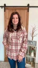 Load and play video in Gallery viewer, Make Your Day Pink Plaid Frayed Hoodie Jacket

