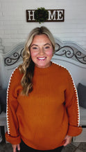 Load and play video in Gallery viewer, Rib Knit Stitch Detail Oversized Sweater in Rust
