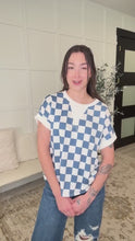 Load and play video in Gallery viewer, I've Been Everywhere Crew Neck Checkered Top in Blue
