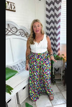 Load and play video in Gallery viewer, Stand Out Navy &amp; Green Abstract Print Smocked Waist Palazzo Pants
