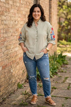 Load image into Gallery viewer, Sunday Picnic in Provence Embroidered Stripe Blouse
