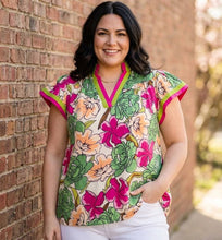 Load image into Gallery viewer, Palm Beach Palette Contrast Blouse
