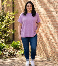 Load image into Gallery viewer, Vintage Vibe Ribbed Tee in Violet
