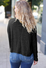 Load image into Gallery viewer, Stay Awhile Ribbed Dolman Cropped Sweater in Black
