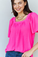 Load image into Gallery viewer, Keep Me Close Square Neck Short Sleeve Blouse in Fuchsia
