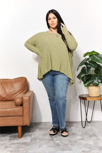 Snuggle Bliss Oversized Super Soft Ribbed Top in Mist Green