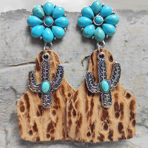 Turquoise Cactus Dangle Earrings (multiple color options)