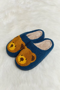 Teddy Bear Print Plush Slide Slippers (multiple color options)