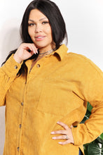 Load image into Gallery viewer, Fireside Flair Oversized Corduroy Button-Down Tunic Shirt in Mustard

