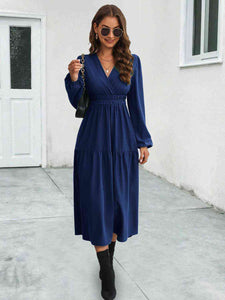 Feeling Right Surplice Neck Long Sleeve Midi Dress (2 color options)