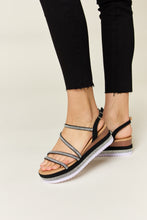 Load image into Gallery viewer, Rhinestone Strappy Wedge Sandals
