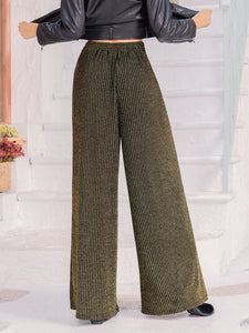 Whispering Winds Ribbed Tied Wide Leg Pants