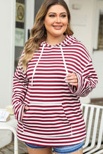 Load image into Gallery viewer, Longing For Growth Drawstring Striped Dropped Shoulder Hoodie
