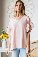 Load image into Gallery viewer, Whimsical Whispers Swiss Dot Ruffle Short Sleeve Top
