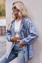Load image into Gallery viewer, Flannel Fusion Plaid Dropped Shoulder Hooded Longline Jacket (multiple color options)
