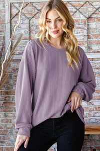 Tender Thoughts Round Neck Dropped Shoulder Top