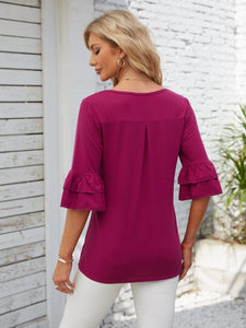 Ruffled Square Neck Half Sleeve Top (multiple color options)