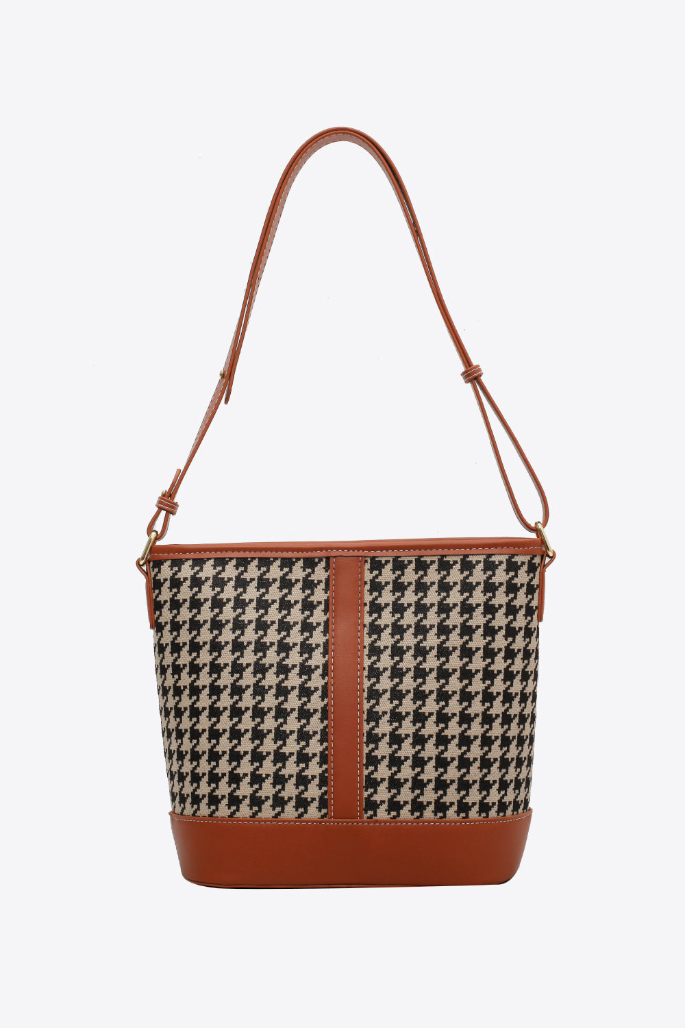 Classy and Fabulous Houndstooth Vegan Leather Shoulder Bag