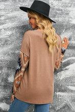 Load image into Gallery viewer, Cowgirl Charm Brown Western Print Buttoned V Neck Top
