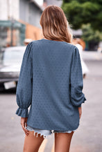 Load image into Gallery viewer, Darling Dotted Swiss Dot Notched Neck Flounce Sleeve Blouse (multiple color options)
