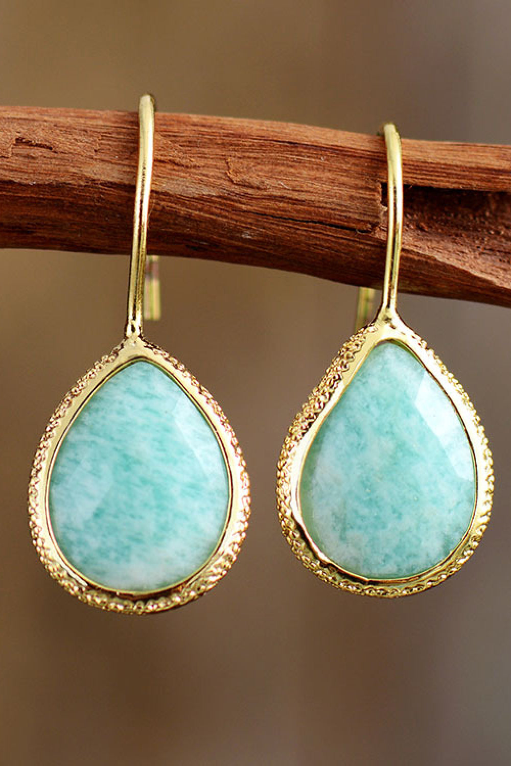 Handcrafted Natural Stone Teardrop Earrings (multiple color options)