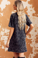 Load image into Gallery viewer, Wildcat Whimsy Leopard Round Neck Dropped Shoulder Dress with Pockets
