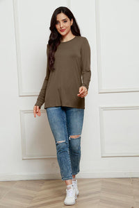 Basic Everyday Round Neck Long Sleeve Top  (multiple color options)